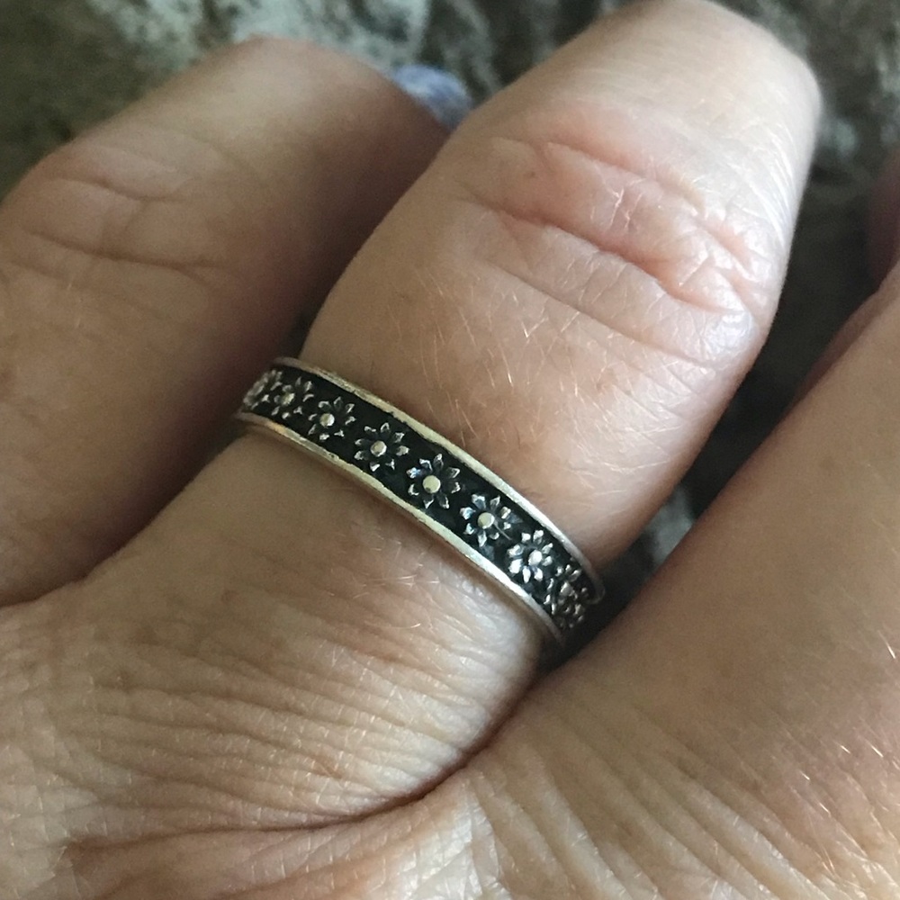 Sterling Silver Flower Stacking Ring - image 7